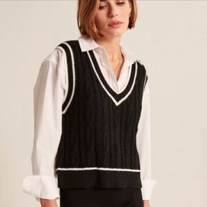 Abercrombie & Fitch Black Cable Knit Sweater Vest